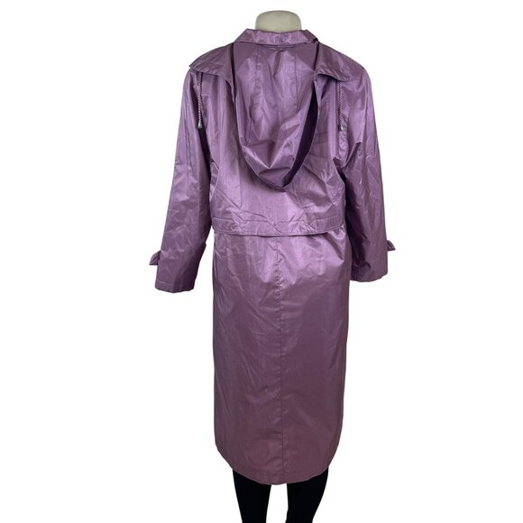 Fleet street Womens Lavender Nylon Long Hooded Coat Button Detail Size 8p - Picture 3 of 9